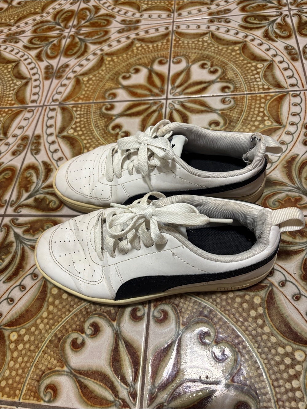 Puma White Sneakers with Black Stripe
